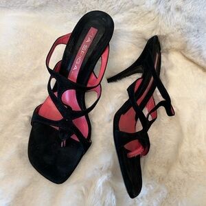 Via Spiga Black Strappy Sandals with Square Toe Sz-7N.   N